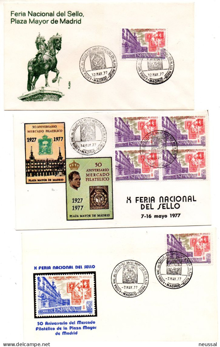 4 Cartas  Con Matasellos Commemorativo De Feria Nacional Del Sello Mercado Filatelico. - Storia Postale