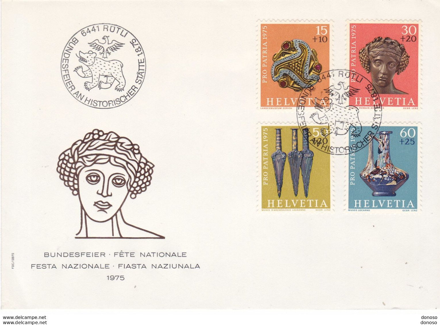 SUISSE 1975 PRO PATRIA Fête Nationale Enveloppe, Cover Yvert 983-986 - Briefe U. Dokumente