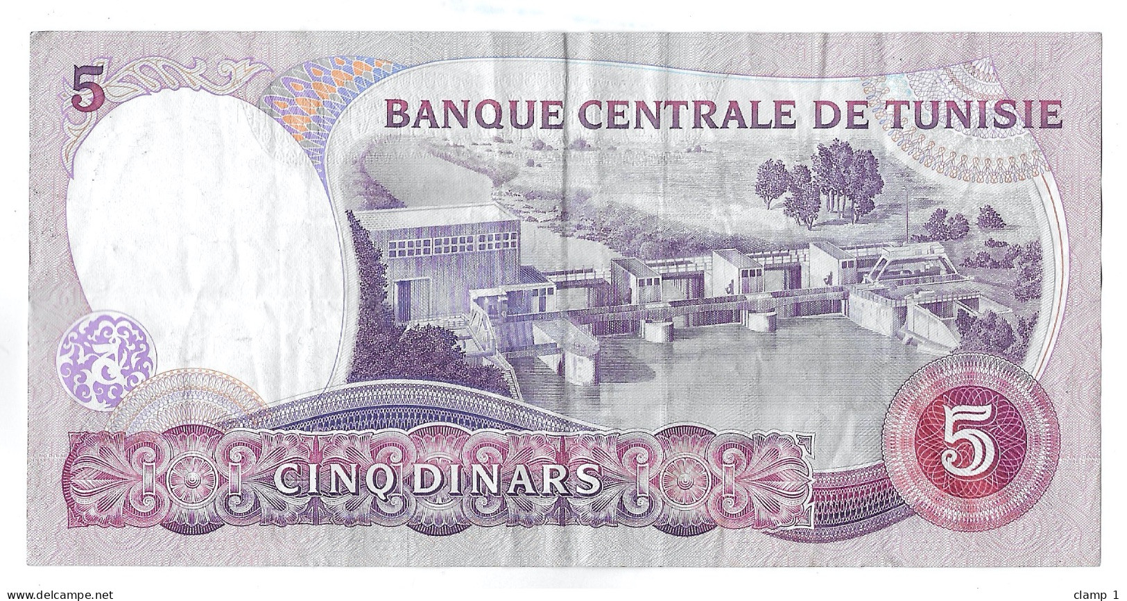 TUNISIE ** BILLET DE 5 DINARS 1983   ** USAGÉ MAIS ASSEZ BEL ETAT ** - Tusesië