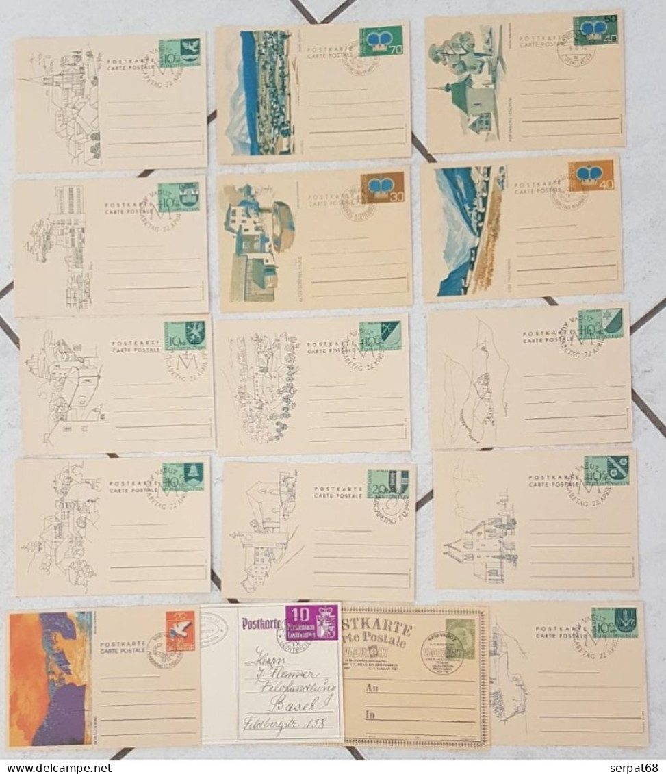 Lot 15 X Entiers Postaux & 10 X CM Liechtenstein - Postwaardestukken