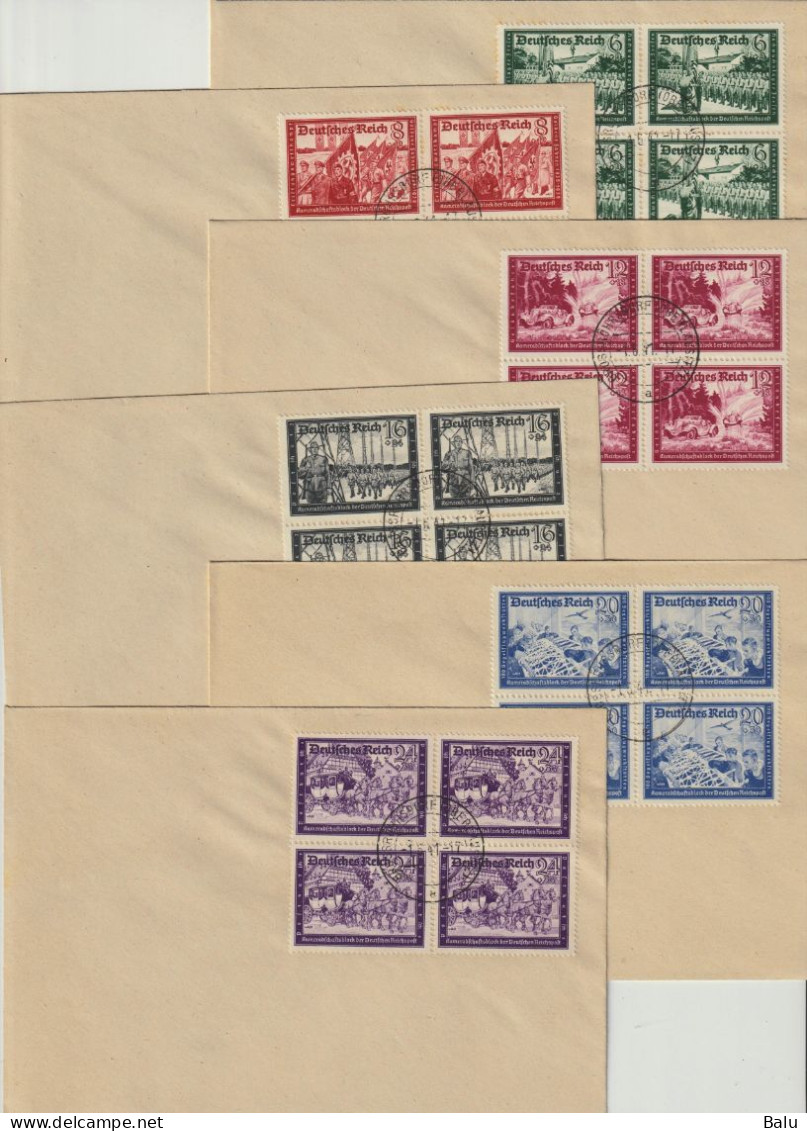 Deutsches Reich 1941 KSB Michel Nr.n 773-78 (je 4-er Blöcke), Michel 128,-€ Bereits Für Gestempelt, 3 Scans - Used Stamps