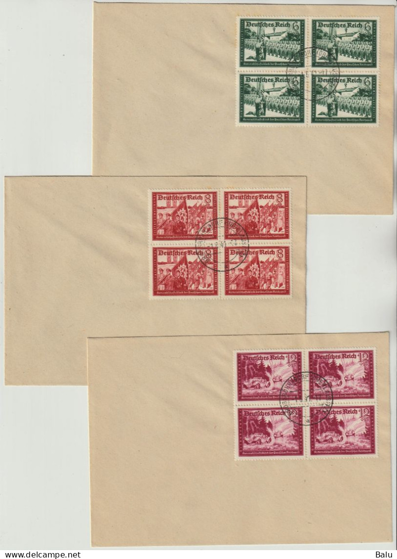 Deutsches Reich 1941 KSB Michel Nr.n 773-78 (je 4-er Blöcke), Michel 128,-€ Bereits Für Gestempelt, 3 Scans - Used Stamps