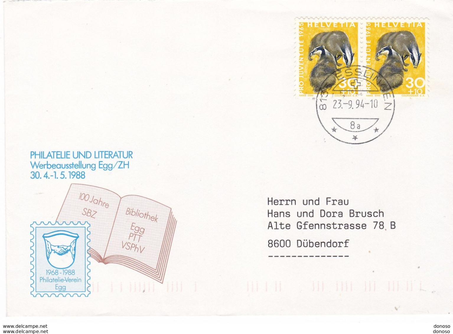 SUISSE 1994 PHILATELIE ET LITTERATURE  Cachet D'Esslingen - Postmark Collection