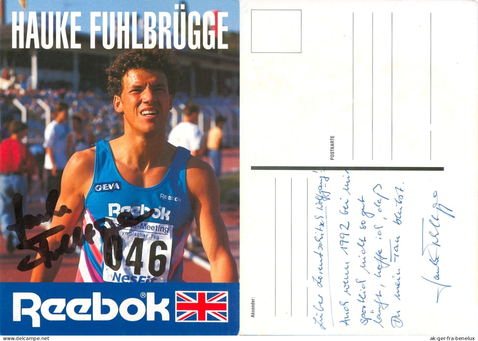 Autogramm Reebok-AK Läufer 1.500m Hauke Fuhlbrügge 1992 Friedrichroda Thüringen Erfurt DLV Leichtathletik LA Athletics - Leichtathletik