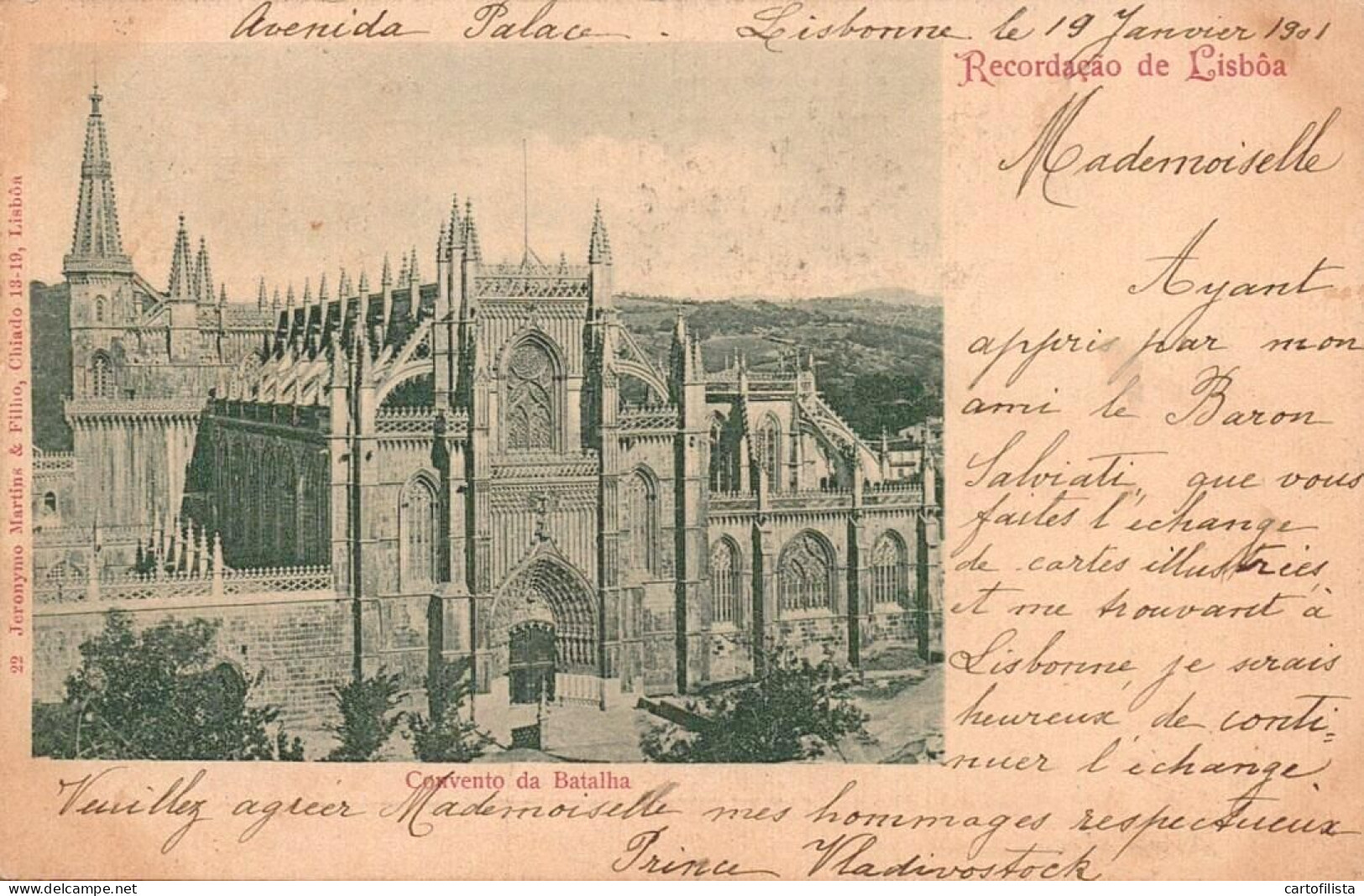 BATALHA, Leiria - Convento Da Batalha (RECORDAÇÃO DE LISBOA) A Vermelho  ( 2 Scans ) - Leiria