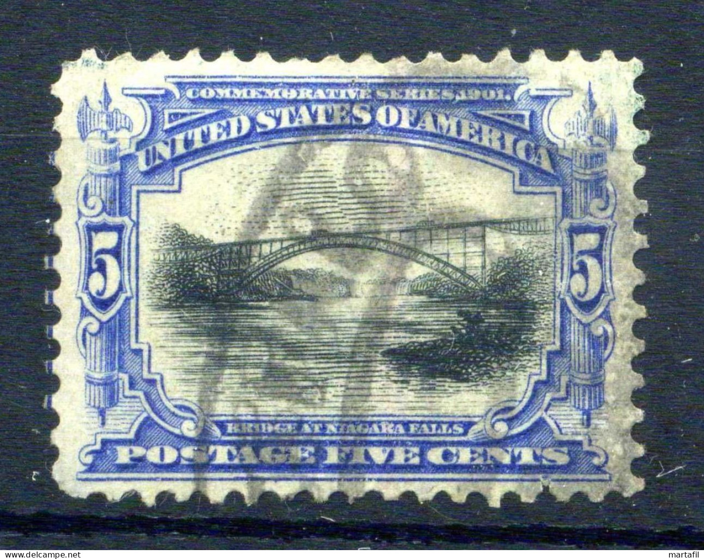 1901 STATI UNITI USA United States N.161 USATO 5c. Ponte Sul Niagara - Gebraucht