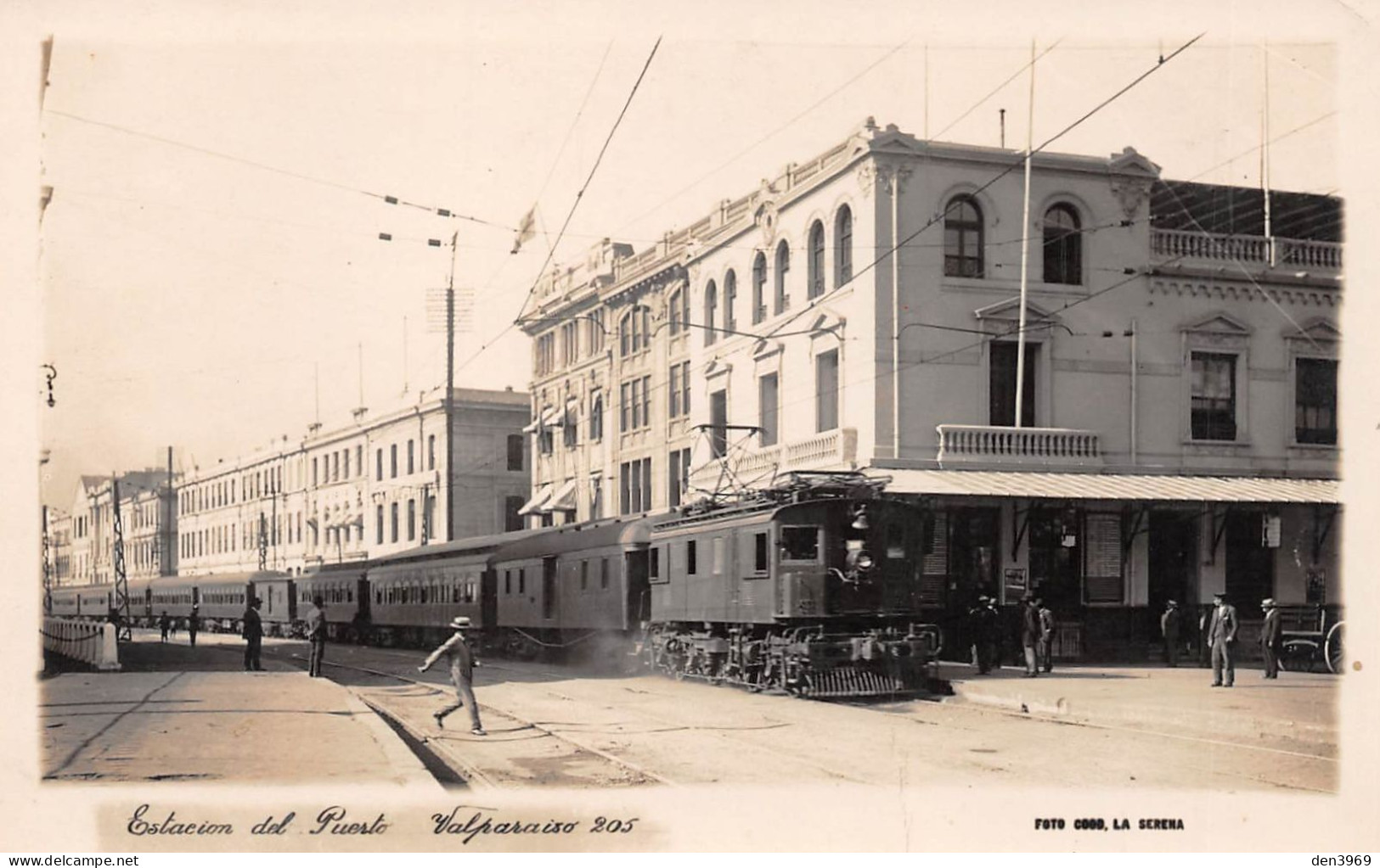 Chili - VALPARAISO - Estacion Del Puerto - Train - Carte-Photo La Serena, écrit 1927 (2 Scans) - Chili