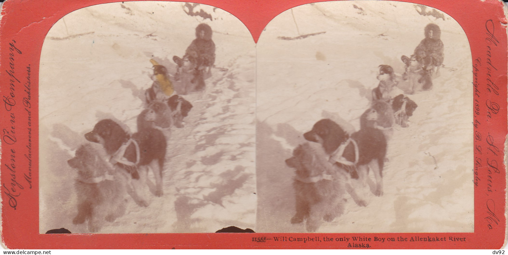 ETATS UNIS D AMERIQUE PHOTOGRAPHIE STEREOSCOPIQUE WILL CAMPBELL THE ONLY WHITE BOY ON THE ALLENKAKET RIVER ALASKA - Photos Stéréoscopiques