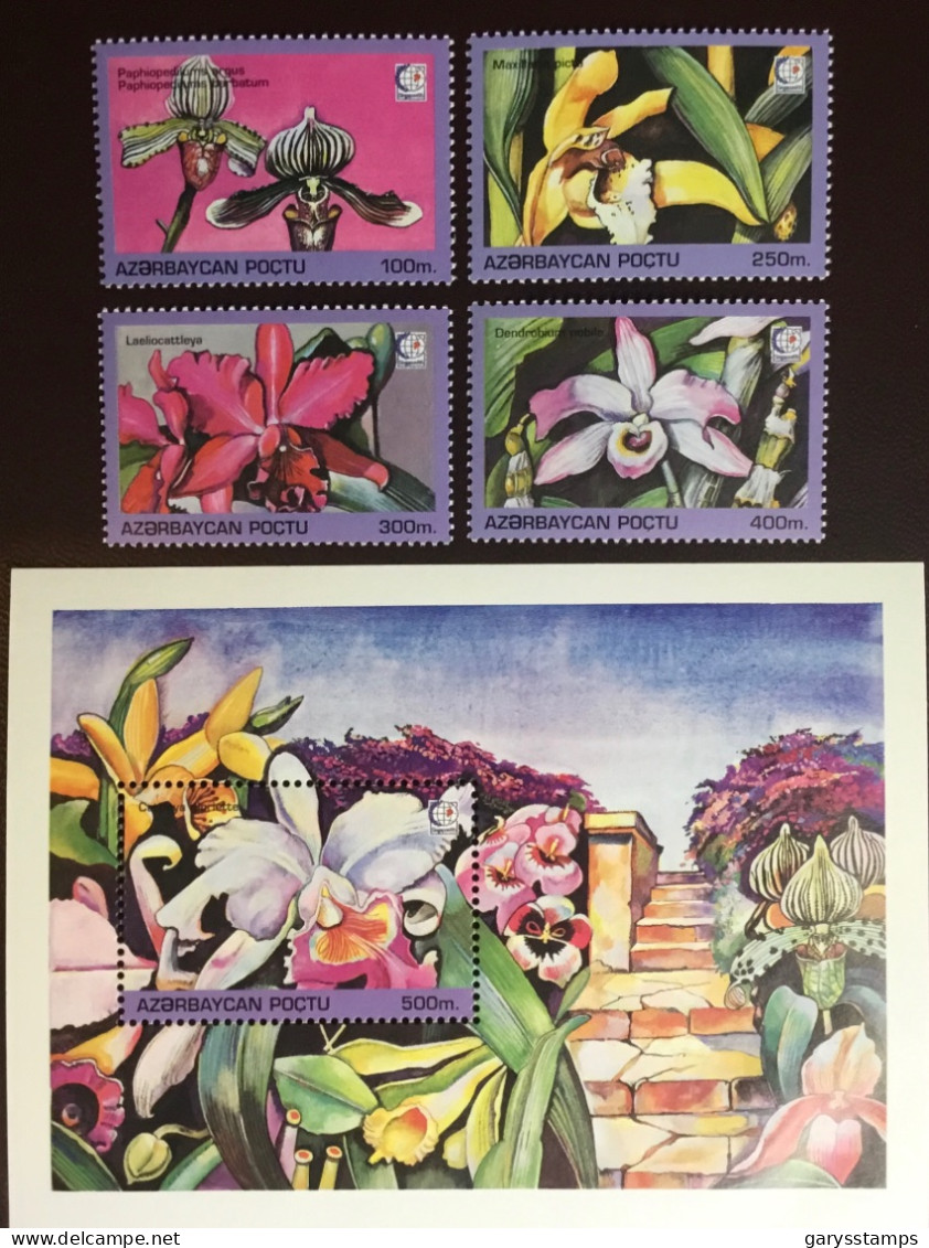 Azerbaijan 1995 Orchids Flowers Set & Minisheet MNH - Autres & Non Classés