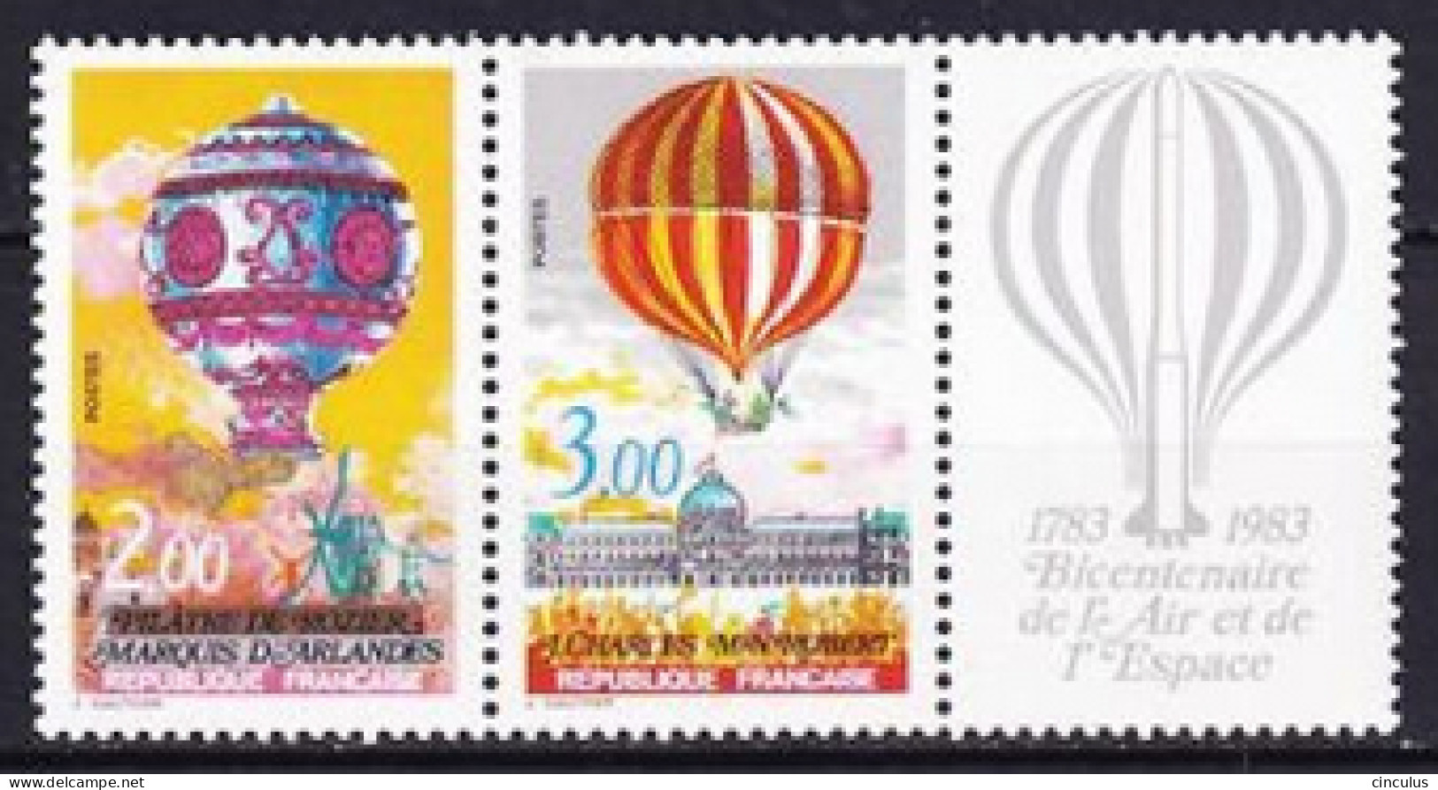 1983. France. Bicentenary Of Aerospace. MNH. Mi. Nr. 2287-88 (Dreistr.) - Unused Stamps