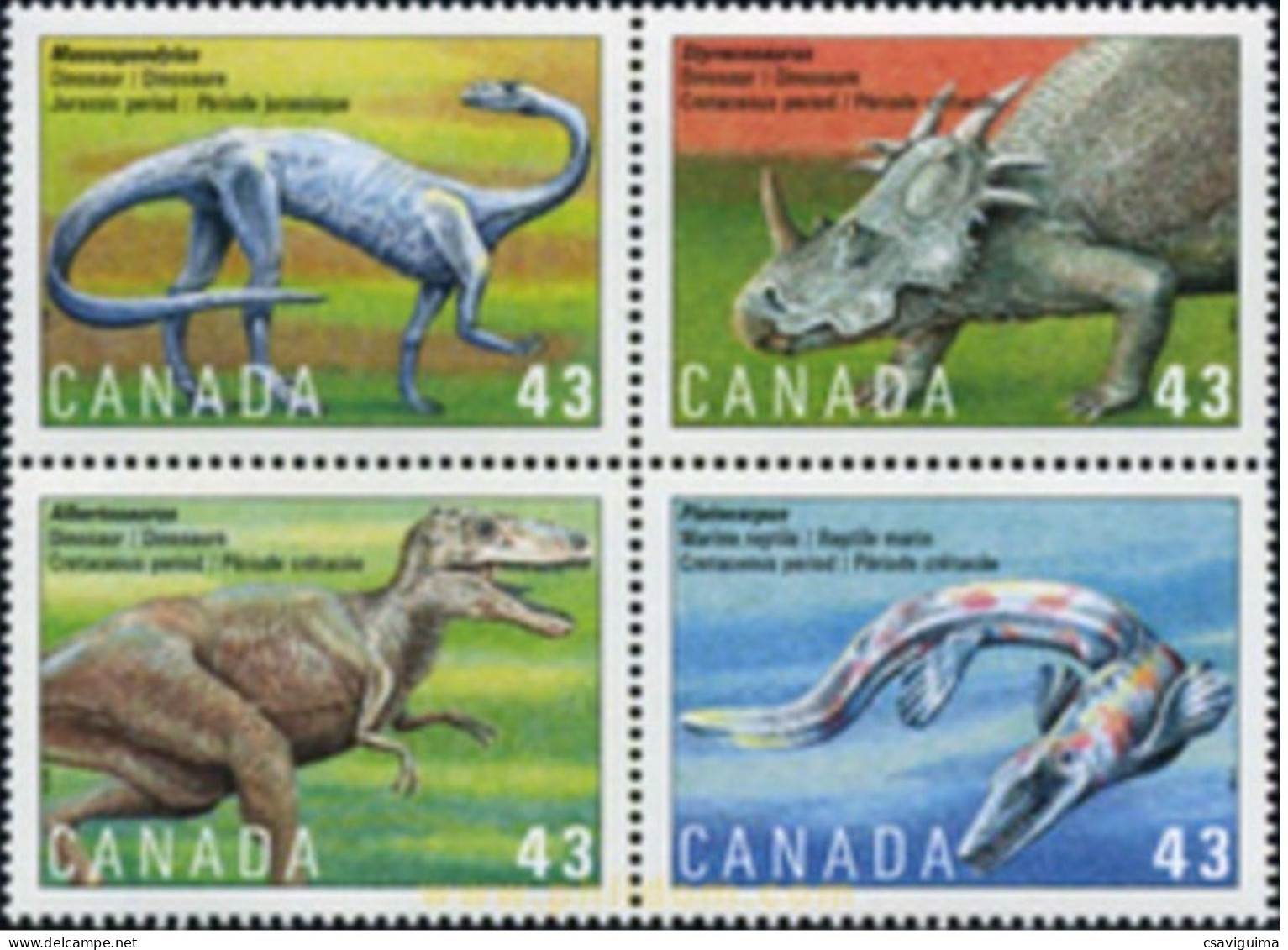 Canada - 1993 - Prehistorics - Yv 1338/41 - Prehistorics