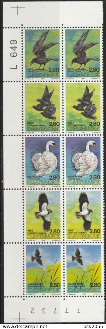 Dänemark 1986 Mi-Nr.872 - 876 2x 5er Streifen Vögel Vom Bogenrand( EK 50/2) - Unused Stamps