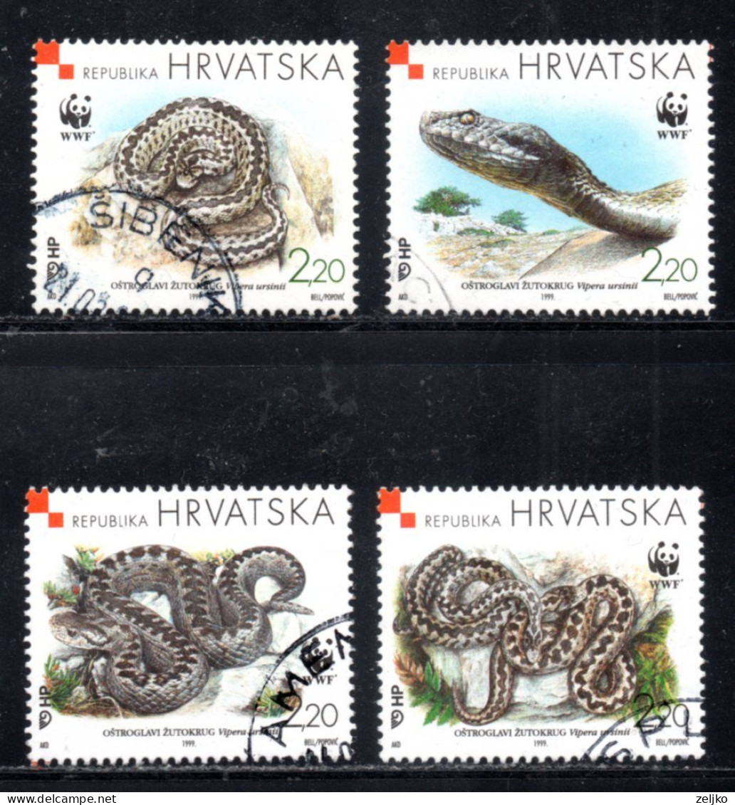 Croatia 1999, Used, Michel 500 - 503, Fauna, Snake - Kroatien