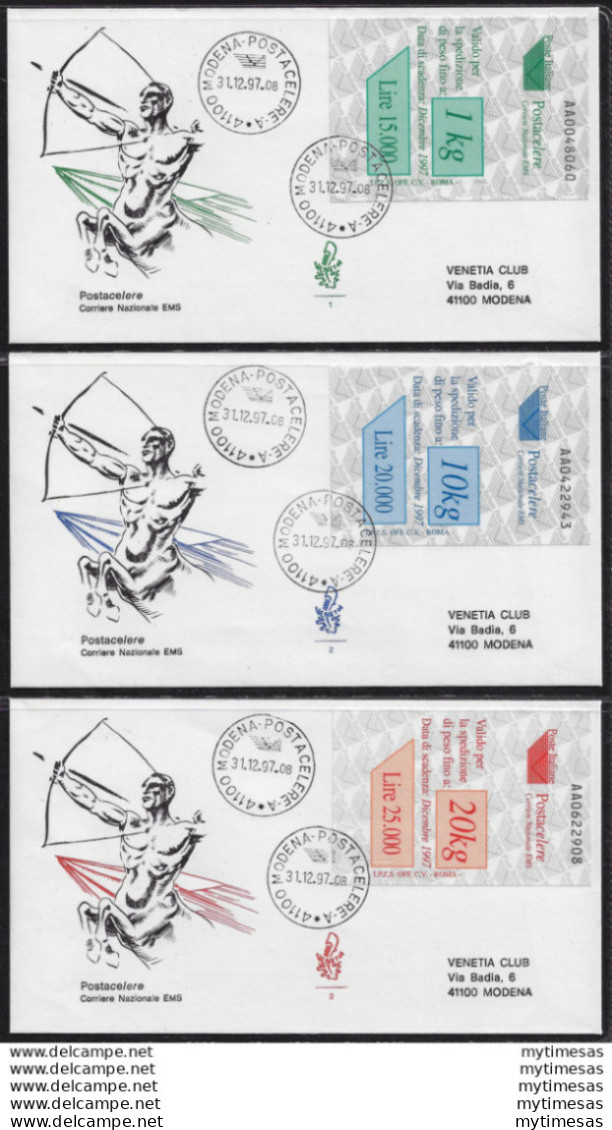 1997 Italia Postacelere On Cover LDC Unificato N. 1/3 - Other & Unclassified