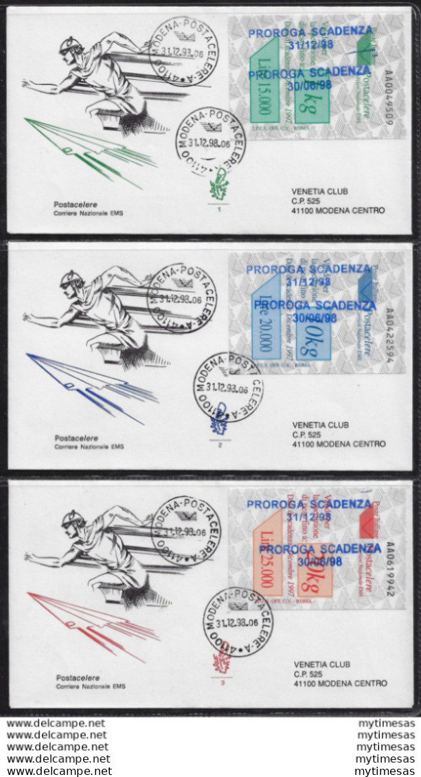 1998 Italia Postacelere 2 Proroghe LDC Unificato N. 1C/3C - Altri & Non Classificati