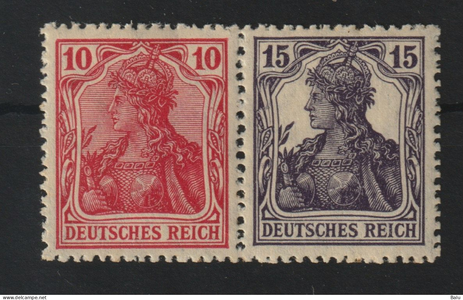 Deutsches Reich 1919 Germania Zusammendruck Michel Nr W 12 Fa *, Gepr. BPP, Michel 180,-€ 2 Scans - Booklets & Se-tenant