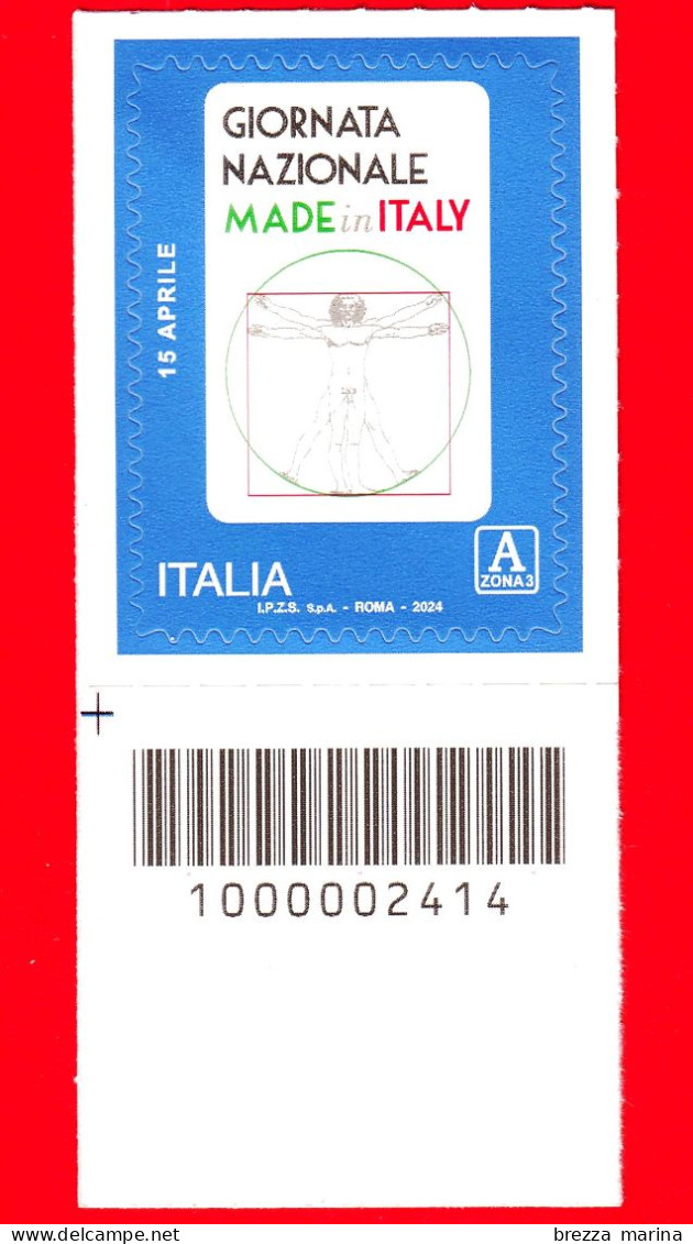 Nuovo - MNH - ITALIA - 2024 - Giornata Nazionale Del Made In Italy - Logo - A Zona 3 - Barre 2414 - Bar Codes