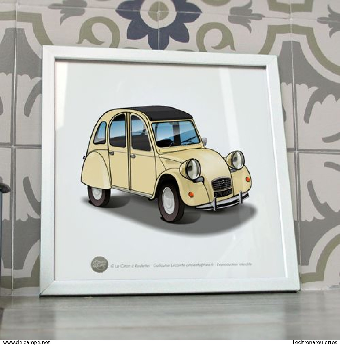 Poster 2cv Jaune Rialto De 1986 20x20cm Citroen 2cv - Cars