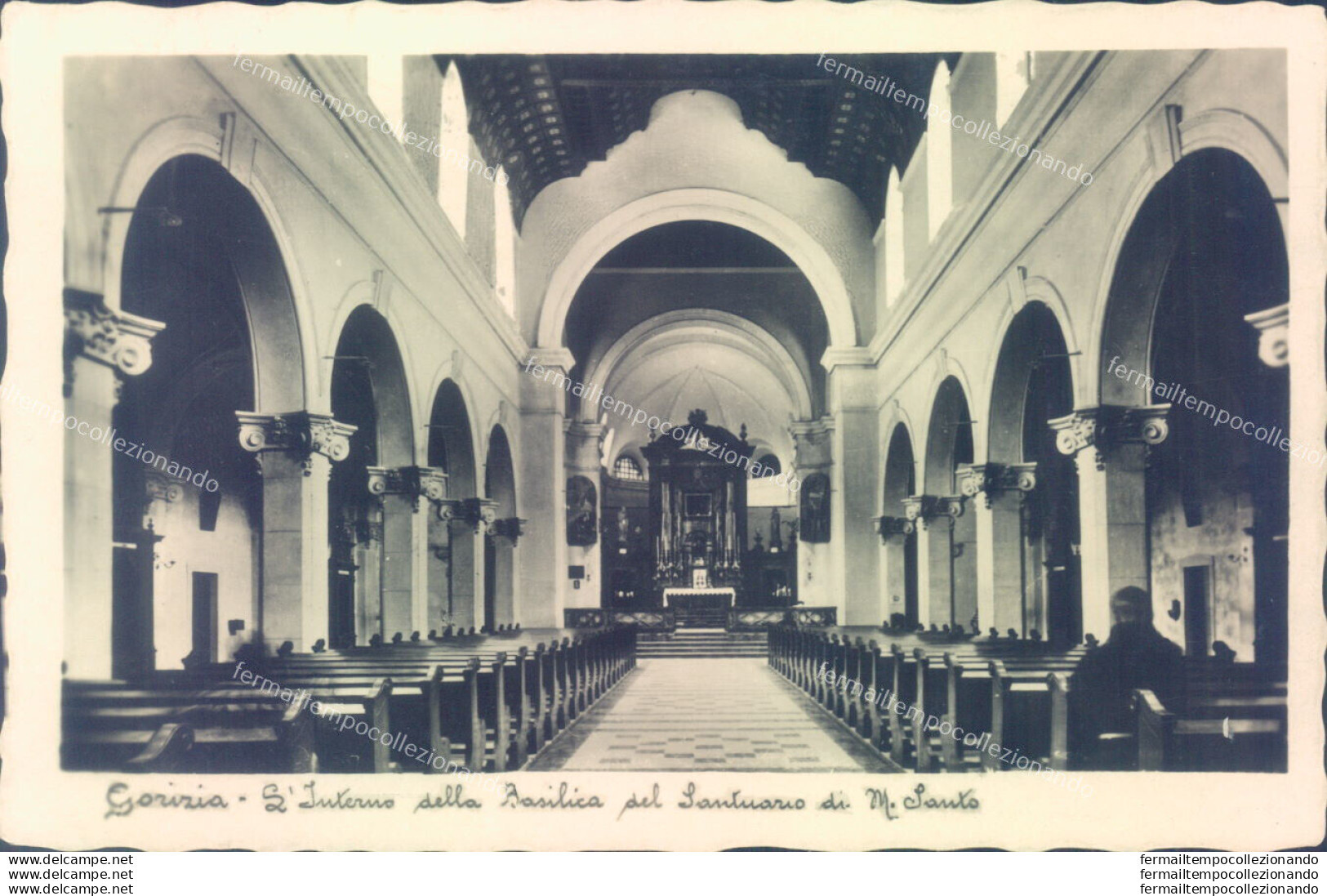 Ag257 Cartolina Gorizia Citta' L'interno Della Basilica Del Santuario Di M.santo - Gorizia