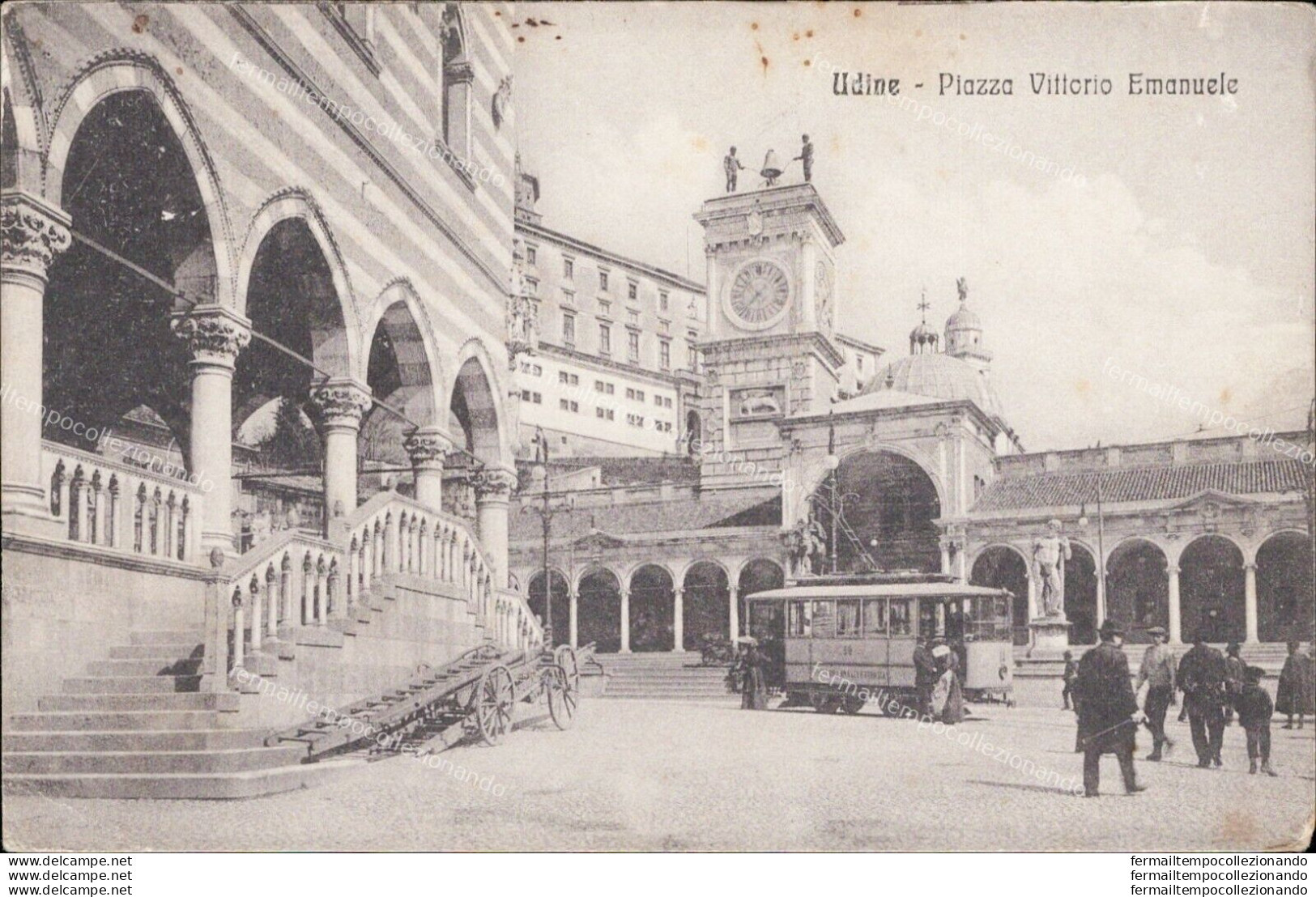 Am74 Cartolina Udine Piazza Vittorio Emanuele Tram 1911 - Udine
