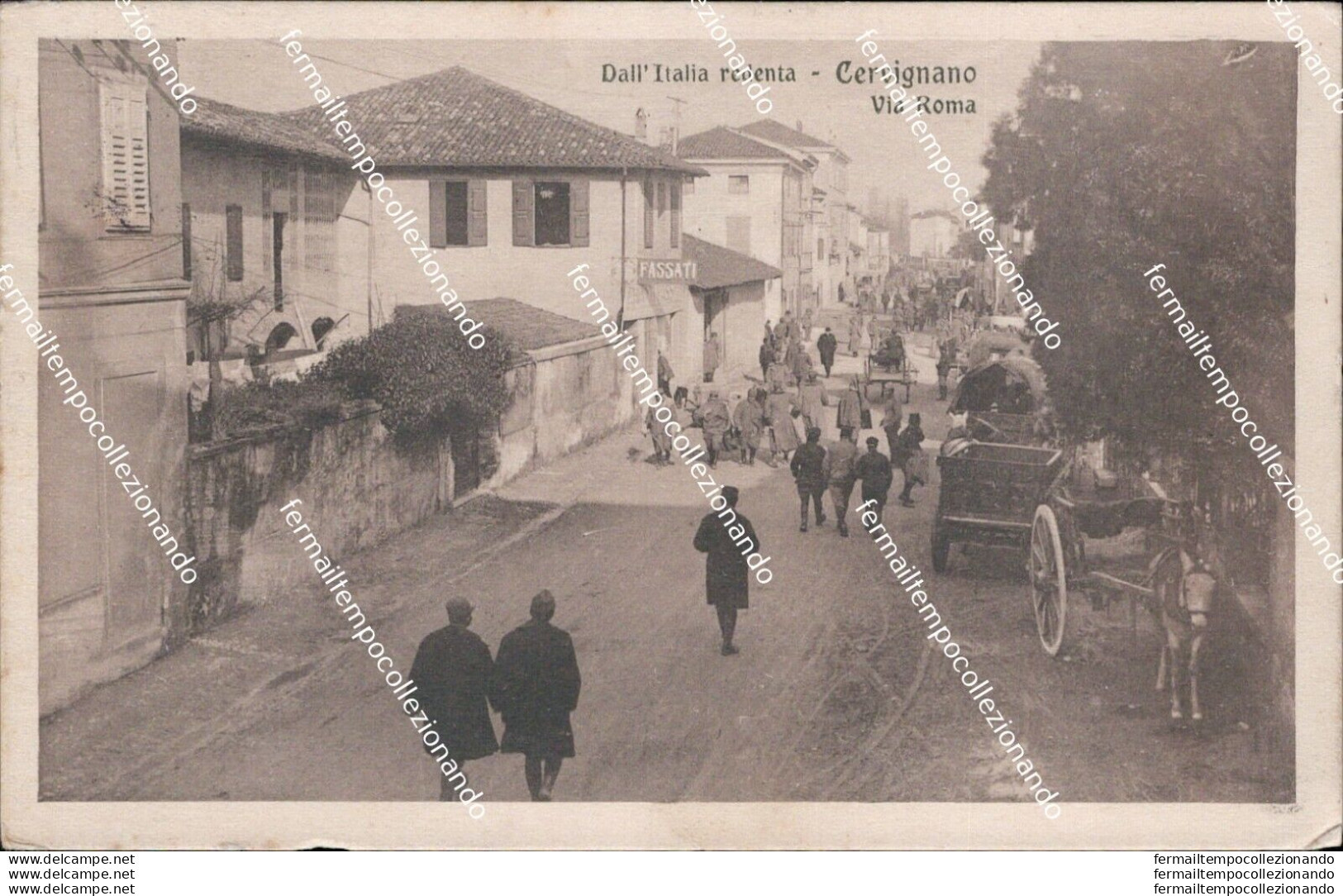 Au287 Cartolina Cervignano Via Roma Dall'italia Redenta 1917 Provincia Di Udine - Udine