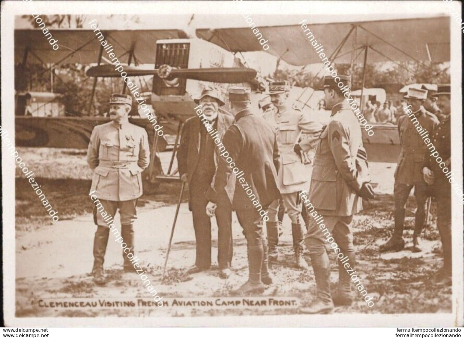 Be780 Foto Militare Www1 Clemenceau Visiting French Aviation Camp Front - War, Military