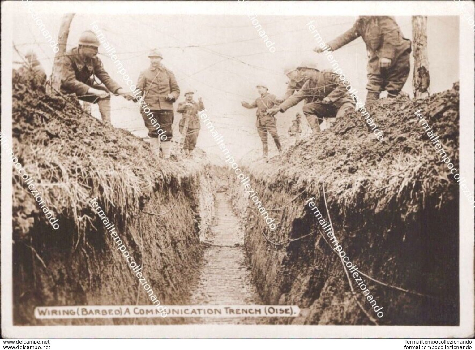 Be783 Foto Militare Www1 Wiring Barbed A Comunication Trench - War, Military