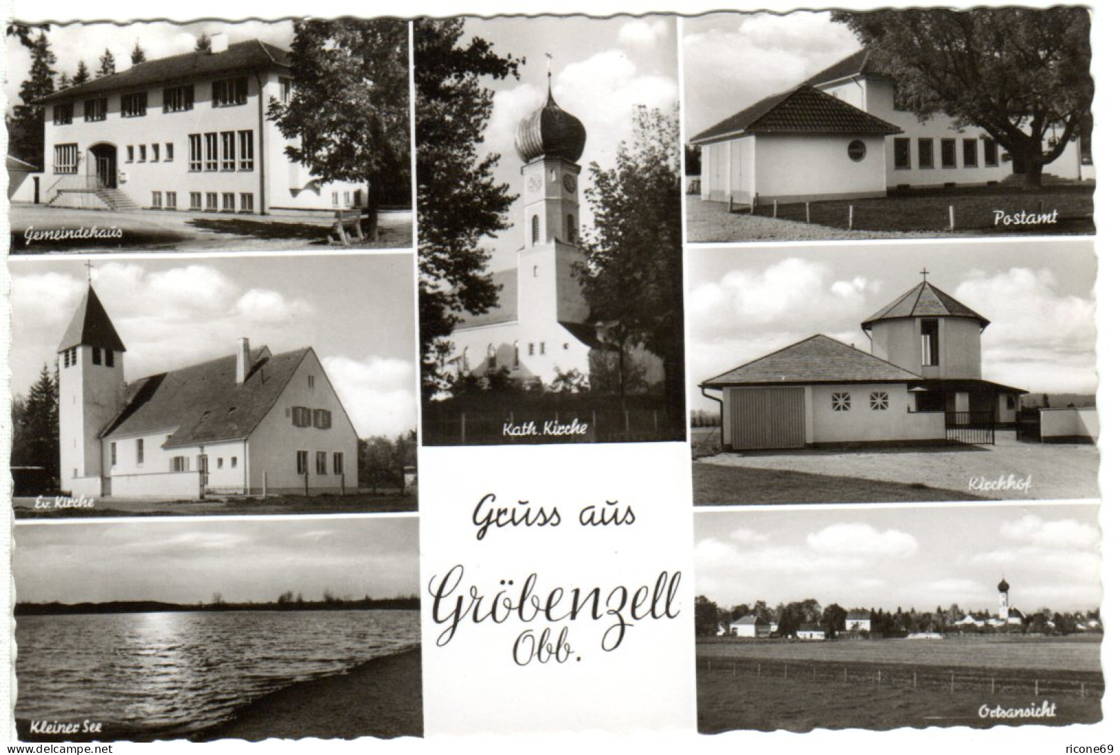 Gröbenzell M. Post, Gemeindehaus Usw., Ungebr. Mehrbild Sw-AK - Sonstige & Ohne Zuordnung