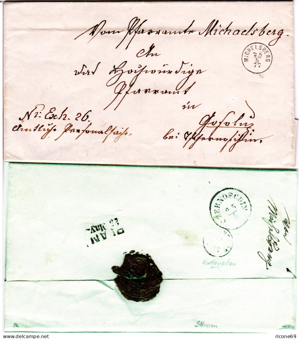 Österreich 1877, Böhmen Fingerhutstpl. MICHELSBERG Klar Auf Amtsbrief - Lettres & Documents