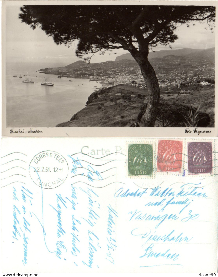 Portugal, Funchal-Madeira, 1951 Postcard Used To Sweden. - Andere & Zonder Classificatie