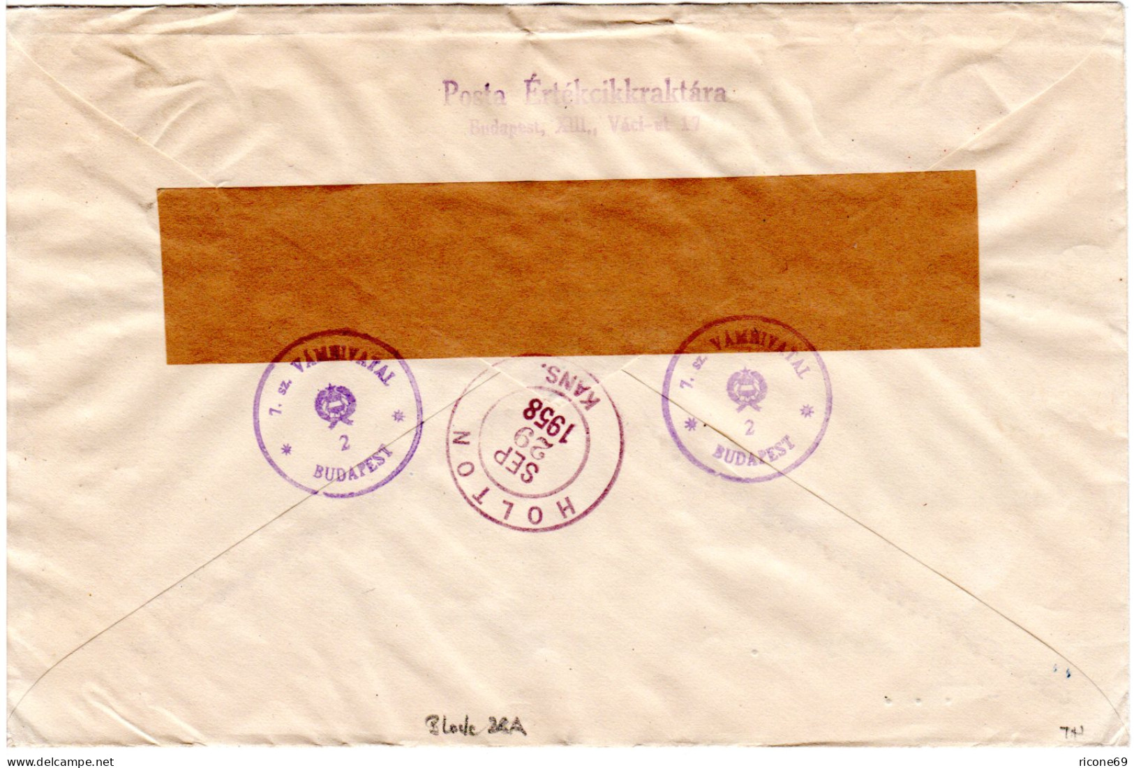 Ungarn 1958, Block 28 A Blumen Auf Einschreiben Brief V. Mabeosz N. USA - Brieven En Documenten