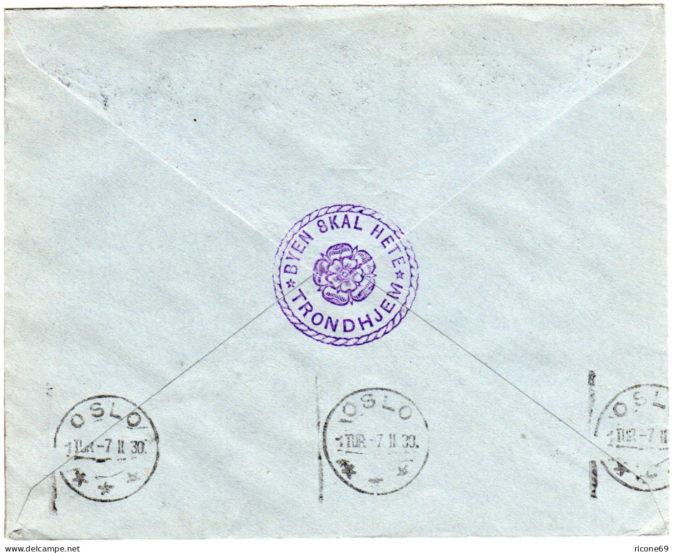 Norwegen 1930, 20/25 öre Auf Nidaros Brief M. Propaganda Stempel F. Trondhjem.  - Lettres & Documents