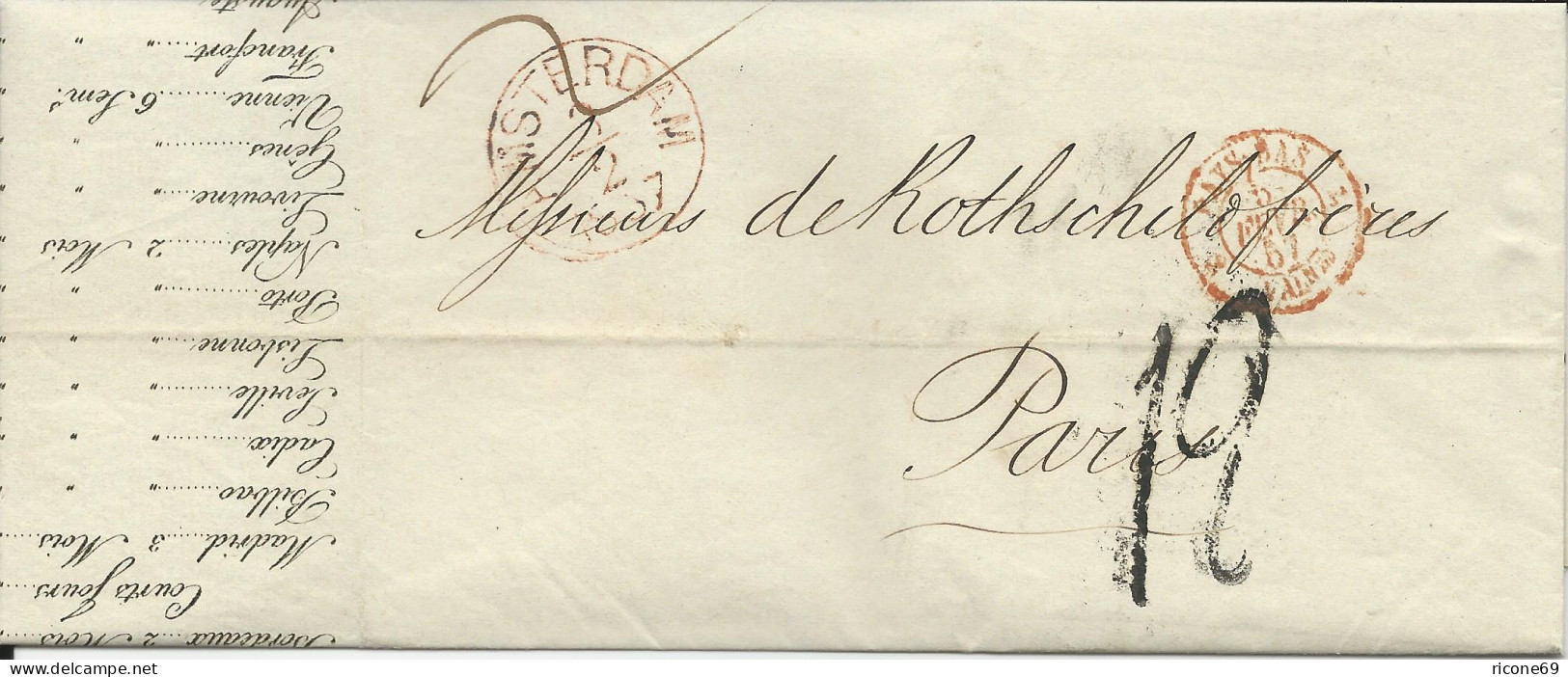 NL 1857, Porto Brief M. Gerduckten Wechselkursen V. Amsterdam N. Frankreich.   - Autres & Non Classés
