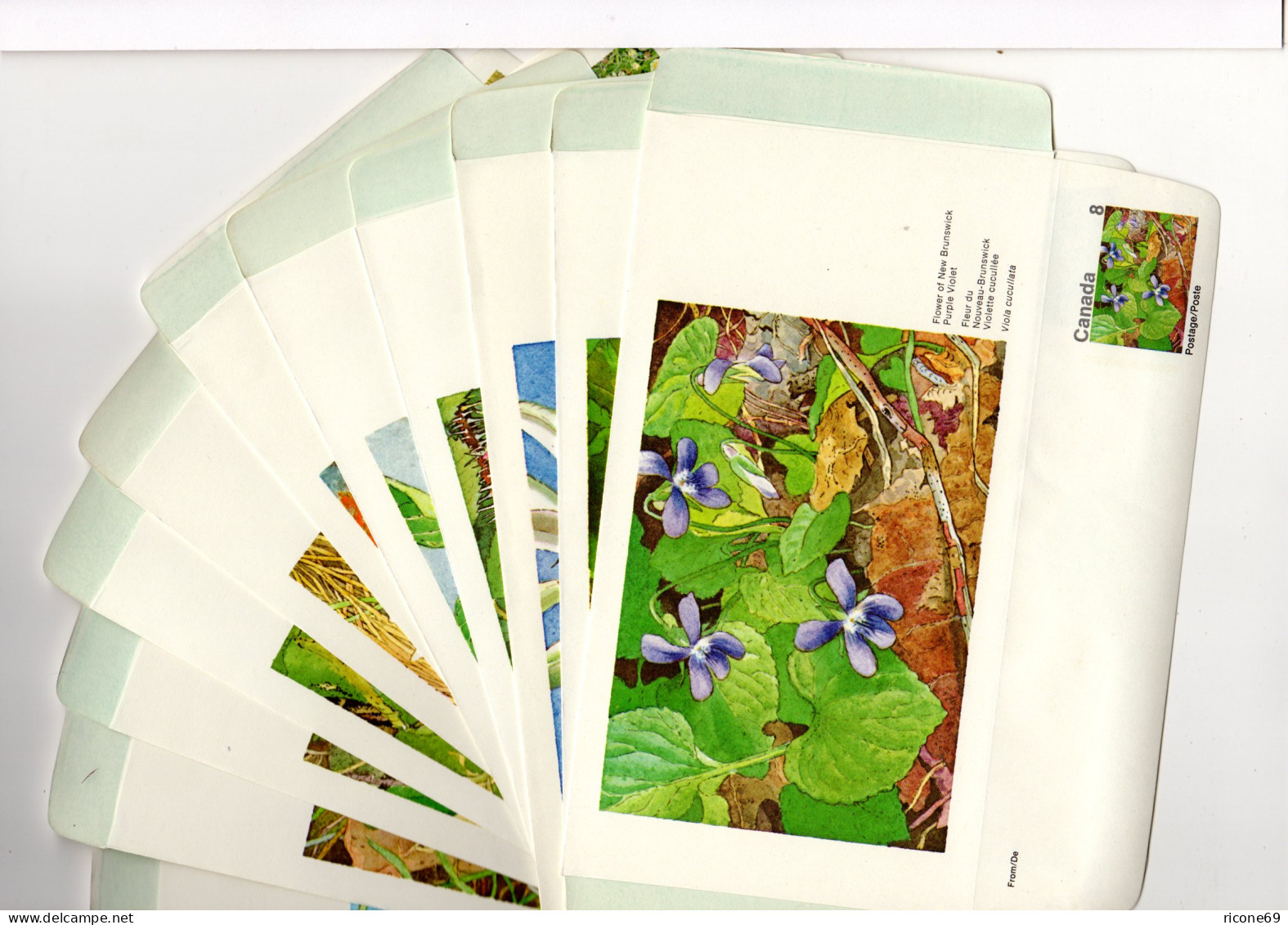 Kanada, Kpl. Serie V. 12 Ungebr. Blumen Aerogrammen (34-45, Postage/Poste) - Historia Postale