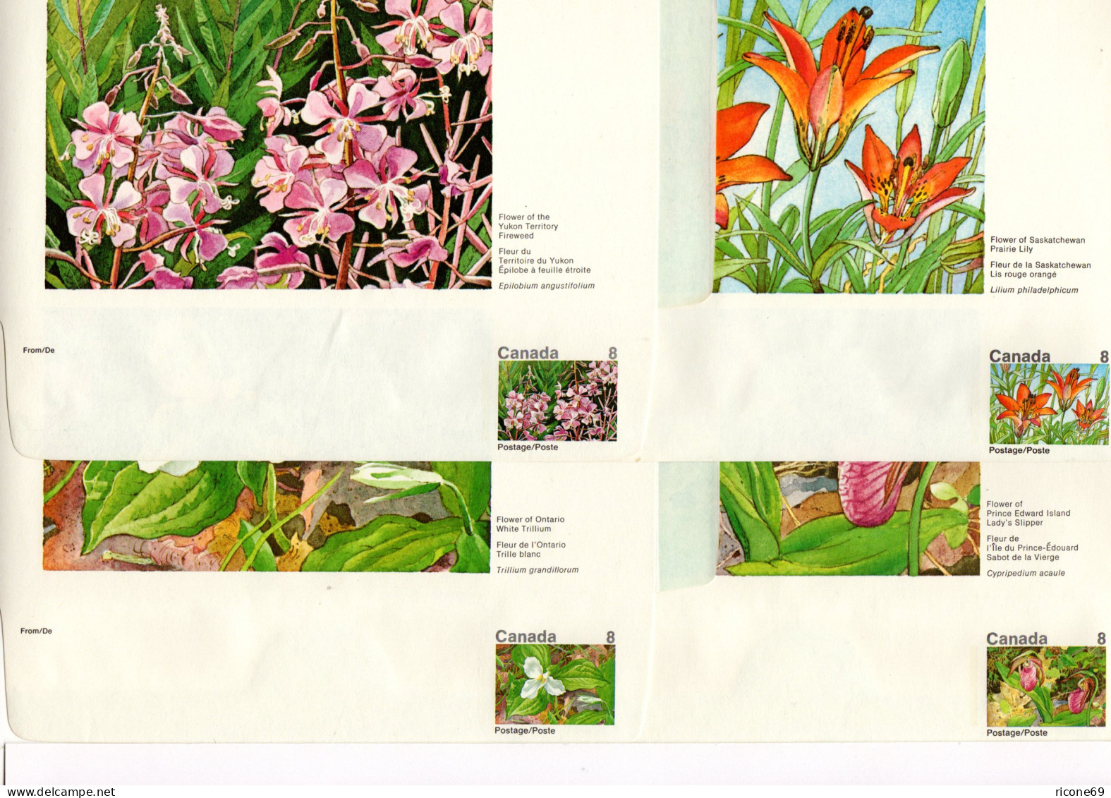 Kanada, Kpl. Serie V. 12 Ungebr. Blumen Aerogrammen (34-45, Postage/Poste) - Histoire Postale