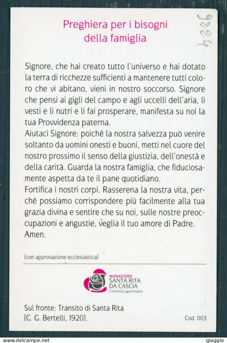 °°° Santino N. 9224 - Santa Rita Cartoncino °°° - Godsdienst & Esoterisme