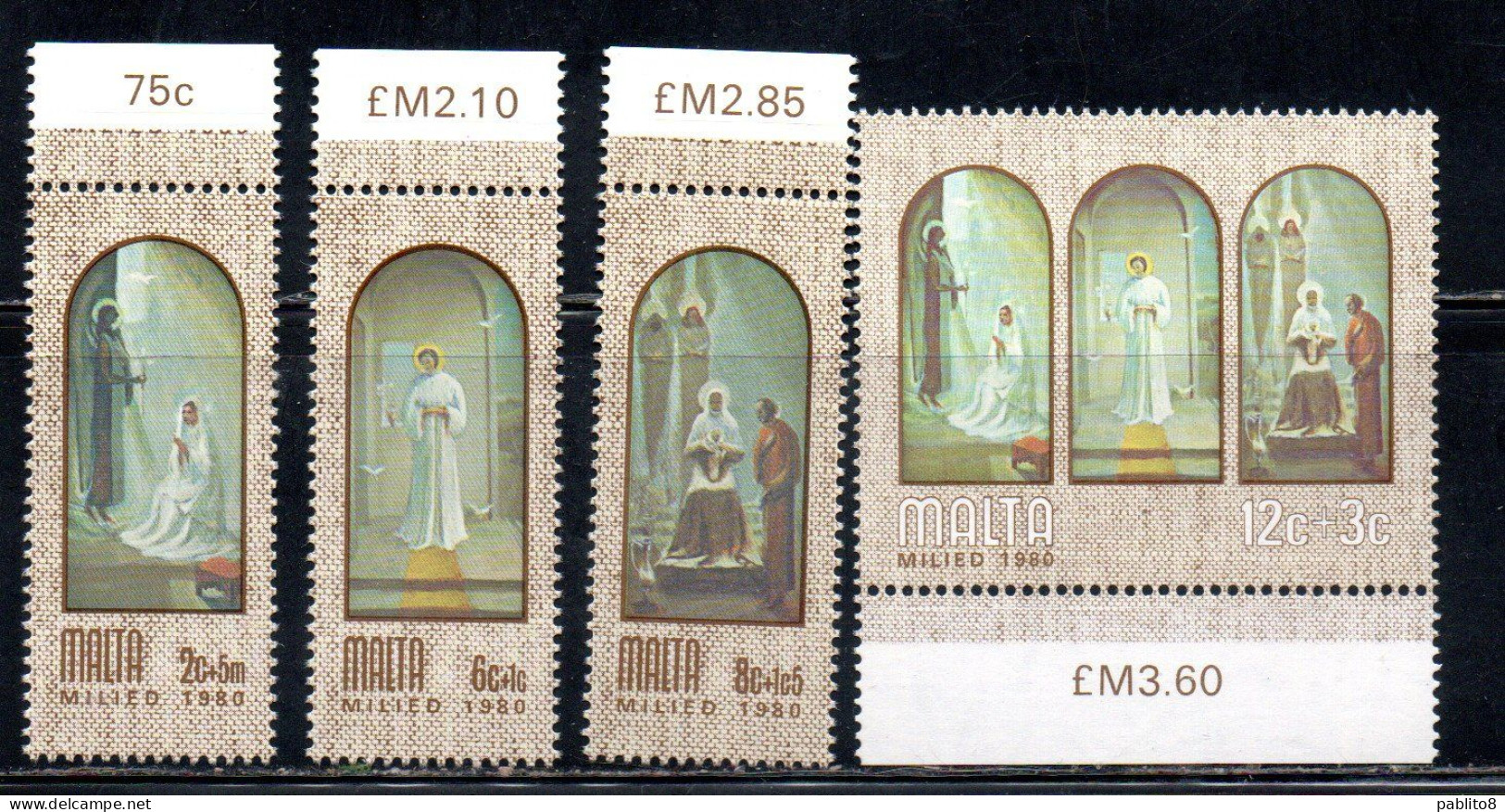 MALTA 1980 CHRISTMAS NATALE NOEL WEIHNACHTEN NAVIDAD NATAL COMPLETE SET SERIE COMPLETA MNH - Malte