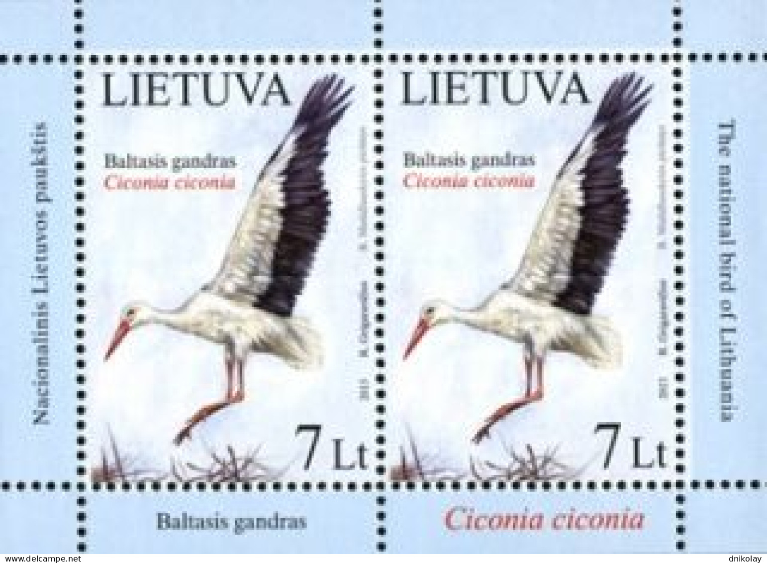 2013 1140 Lithuania National Bird Of Lithuania - White Stork MNH - Litauen