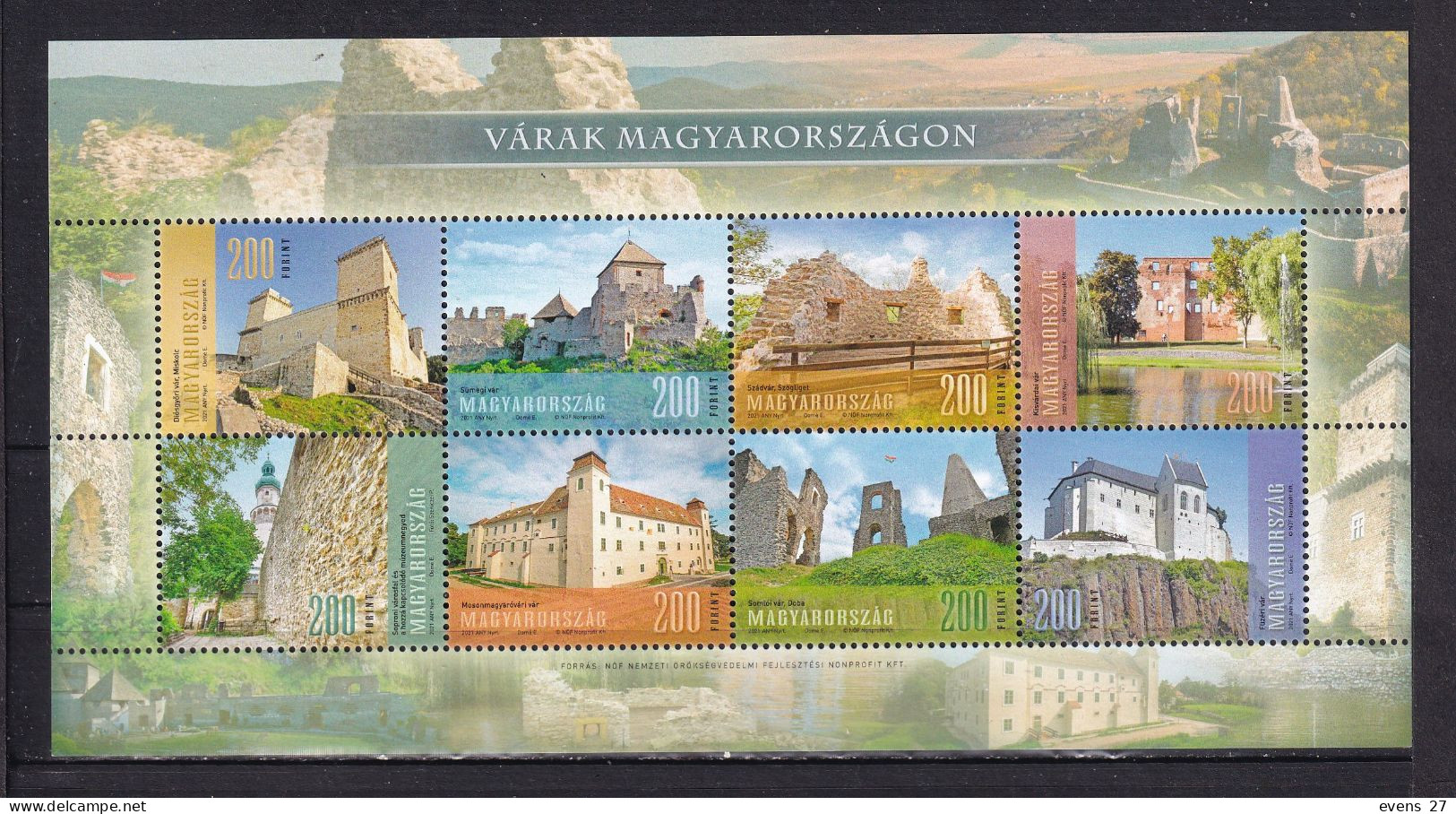 HUNGARY-2021-CASTLES - BLOCK-MNH. - Castles