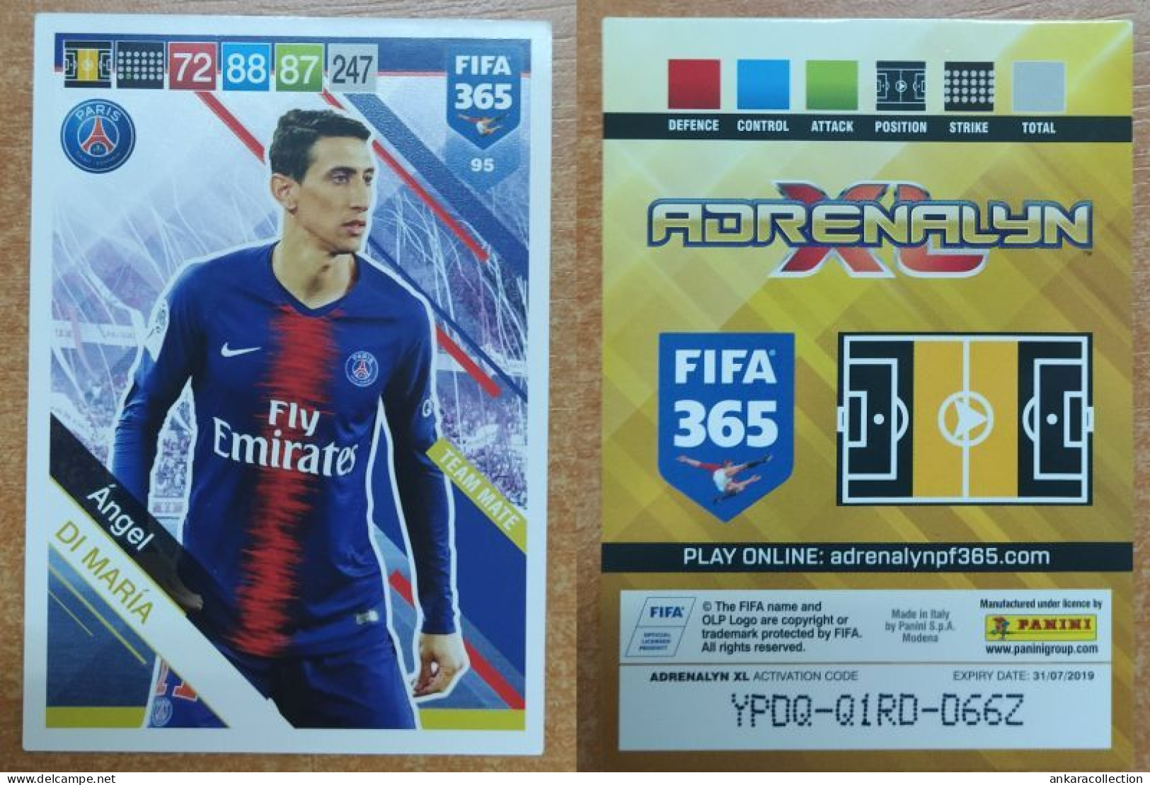 AC - 95 ANGEL DI MARIA  FC BARCELONA  PANINI FIFA 365 2019 ADRENALYN TRADING CARD - Trading-Karten