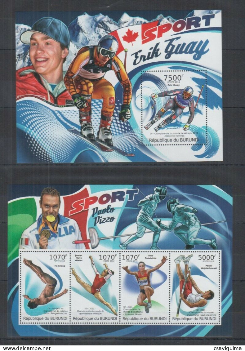 Burundi - 2012 - Sport Legends (Paolo Pizzo, Erik Guay) - Yv 1405/08 + Bf 202 - Other & Unclassified