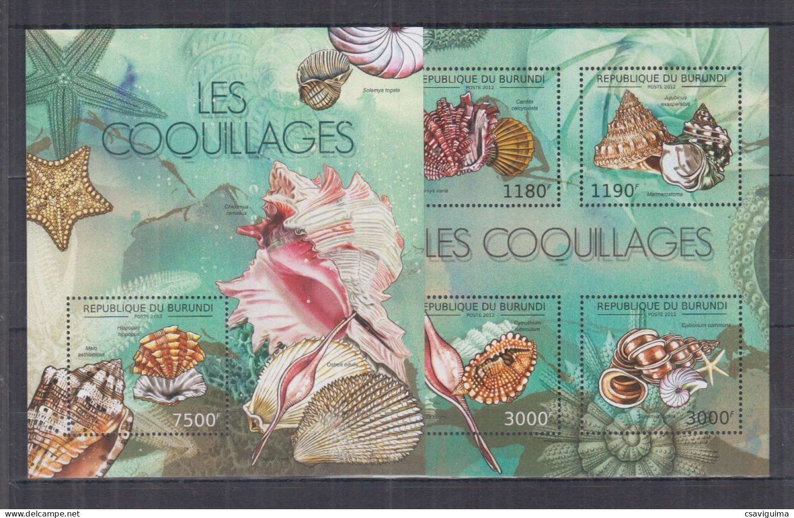 Burundi - 2012 - Shell - Yv 1180/83 + Bf 274 - Coquillages