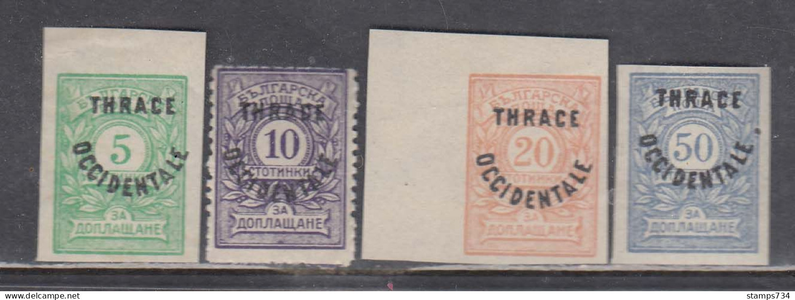 Thrace 1920 - Porto, Marken Mit Aufdruck "Thrace Occidentale", Mi-nr. Porto 4, 5A, 6, 7, MNH - Thrace