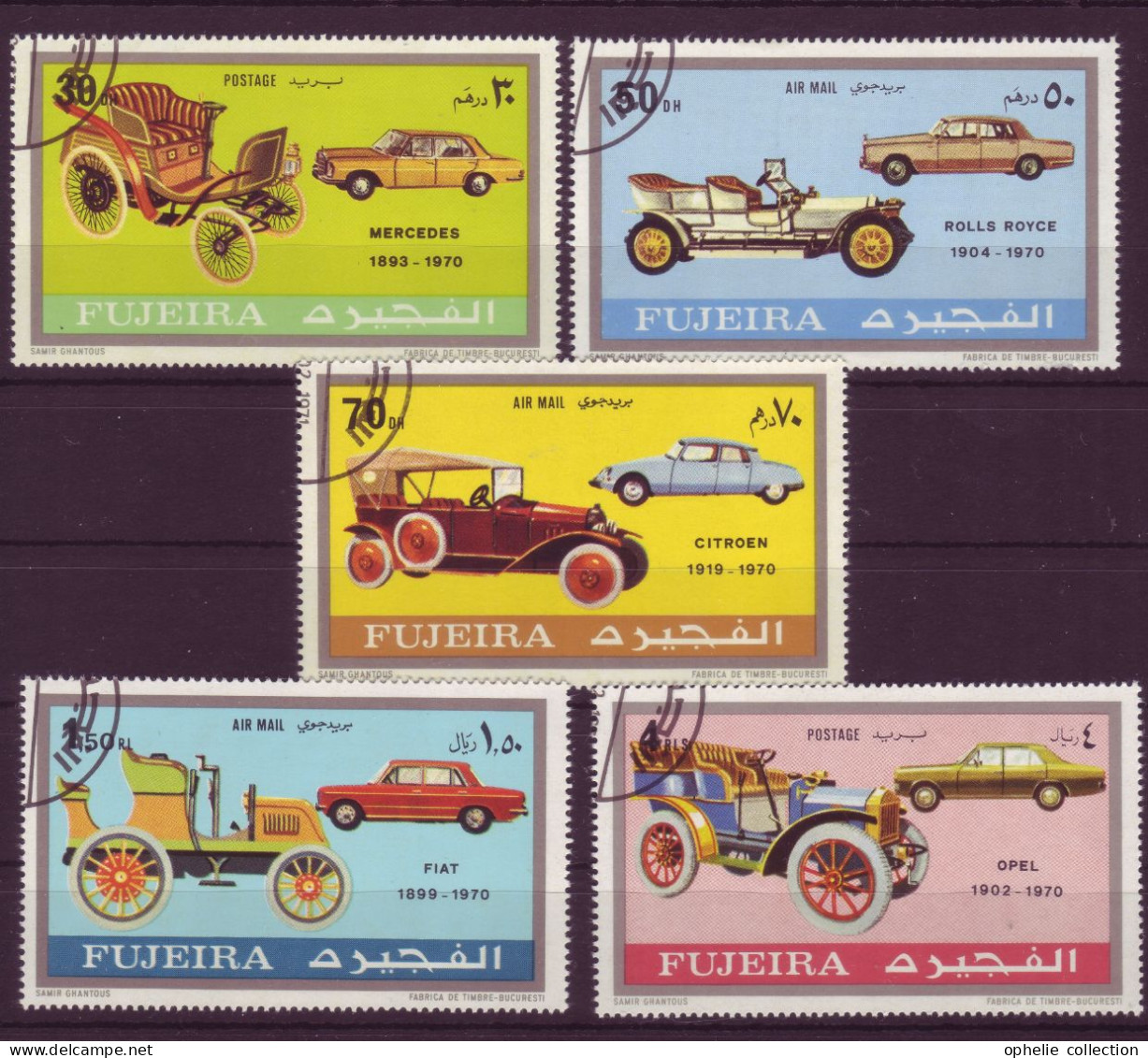 Asie - Fujeira - Automobiles - 5 Timbres Différents - 7172 - Fudschaira
