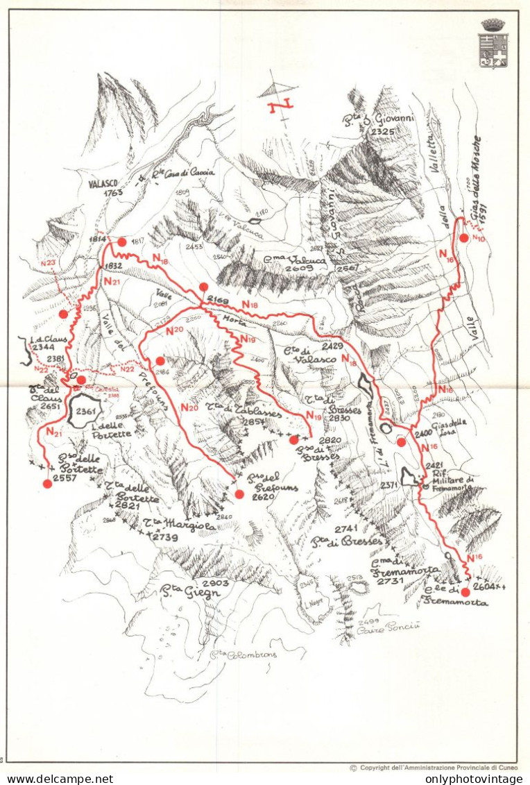 Passo Di Bresse, Colle Fremamorta, Mappa Sentieri Alpini Provincia Cuneo - Landkarten