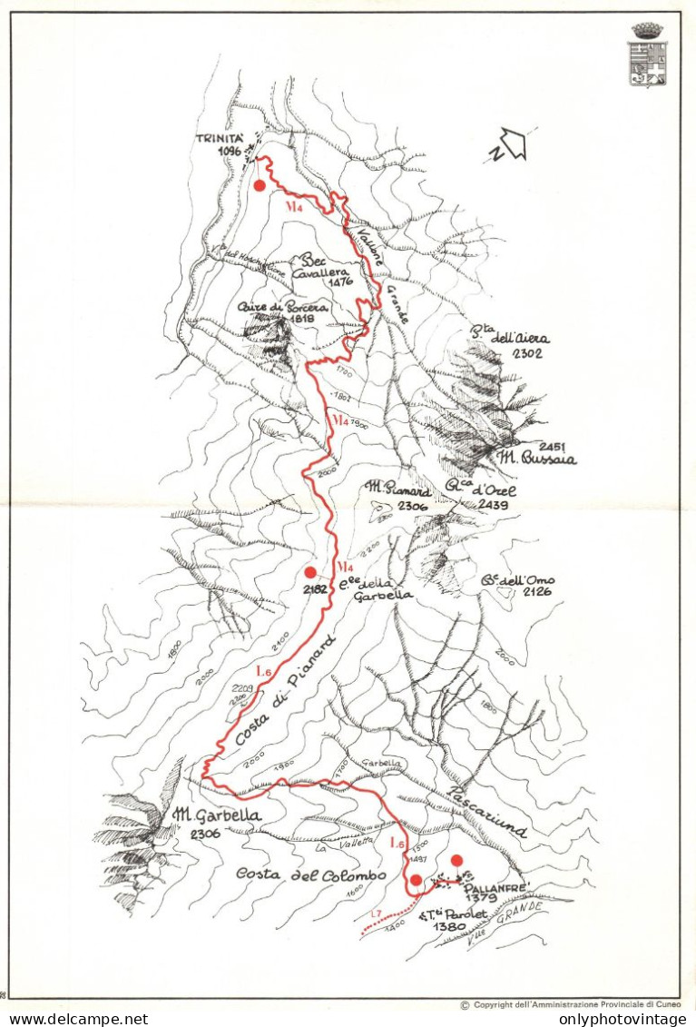 Vernante, Tetti Parolet, Trinità. Cartina Sentieri Alpini Provincia Cuneo - Cartes Géographiques