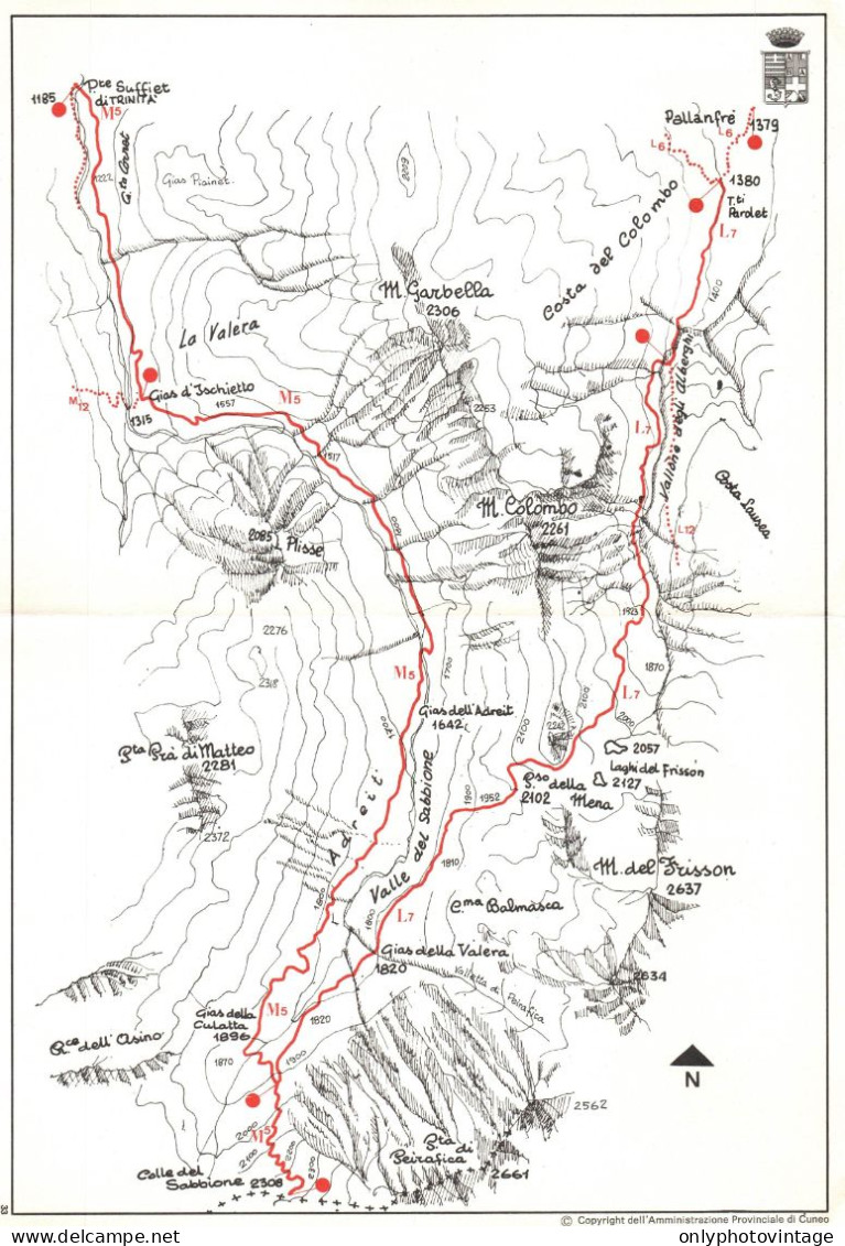 Entracque Vernante Colle Sabbione Cartina Sentieri Alpini Provincia Cuneo - Cartes Géographiques