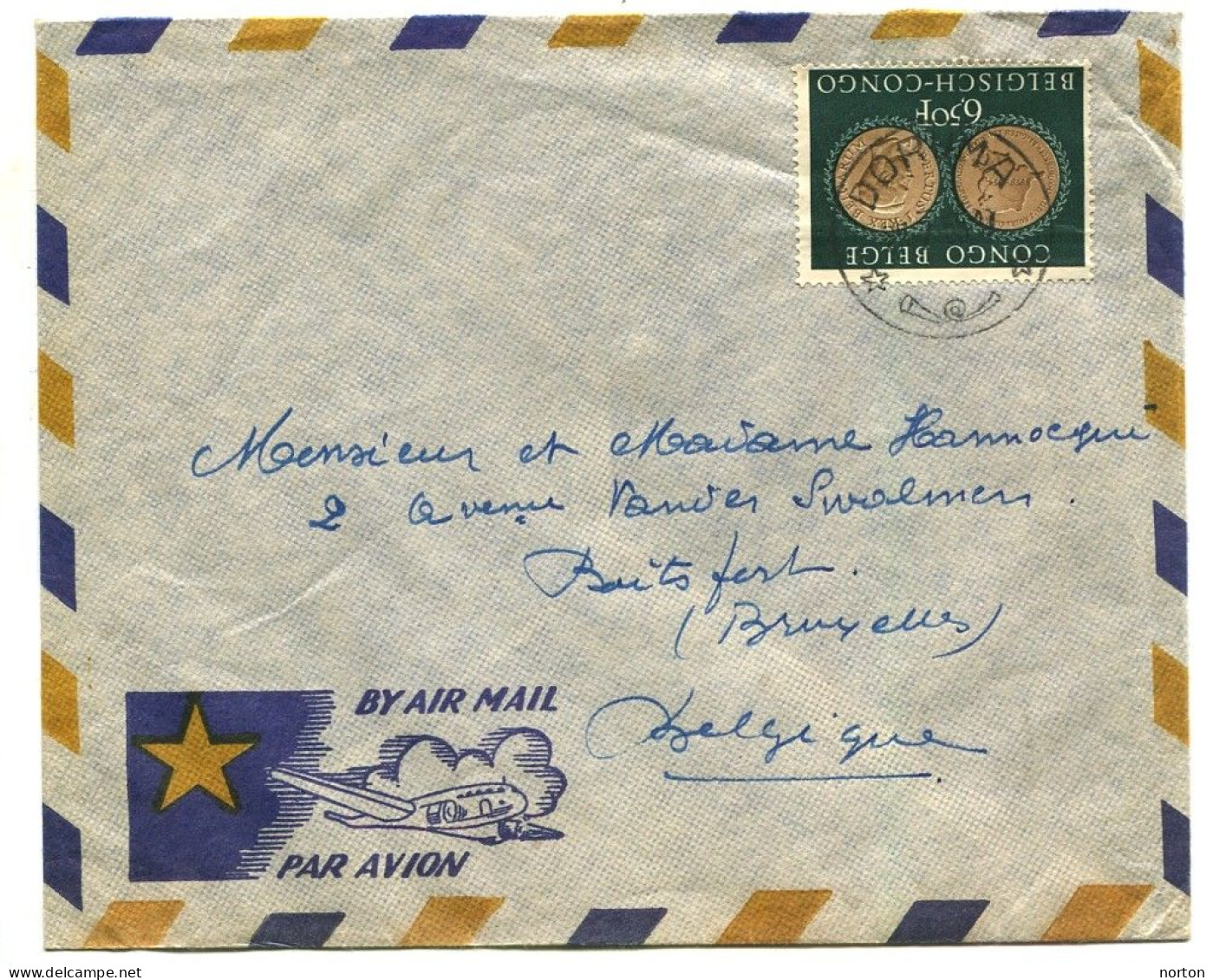 Congo Doruma Oblit. Keach 8A1 Sur C.O.B. 328 Sur Lettre Vers Bruxelles Le 25/07/1955 - Storia Postale