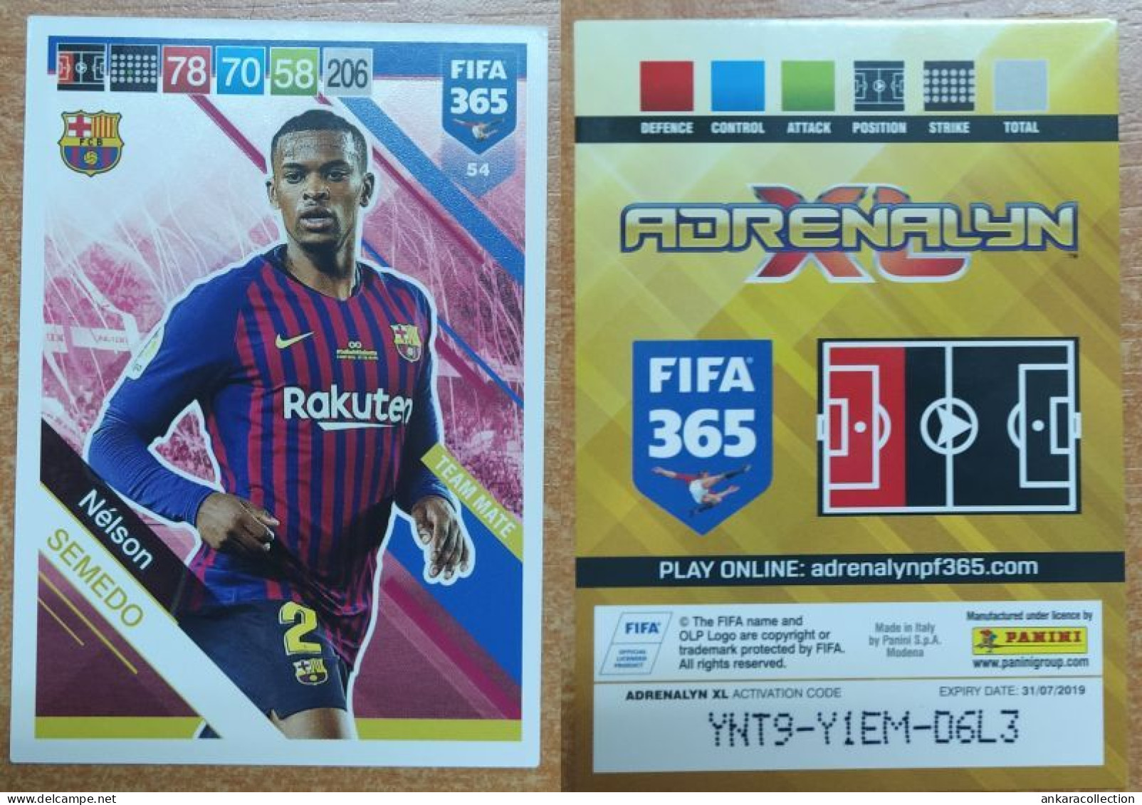 AC - 54 NELSON SEMEDO  FC BARCELONA  PANINI FIFA 365 2019 ADRENALYN TRADING CARD - Trading Cards