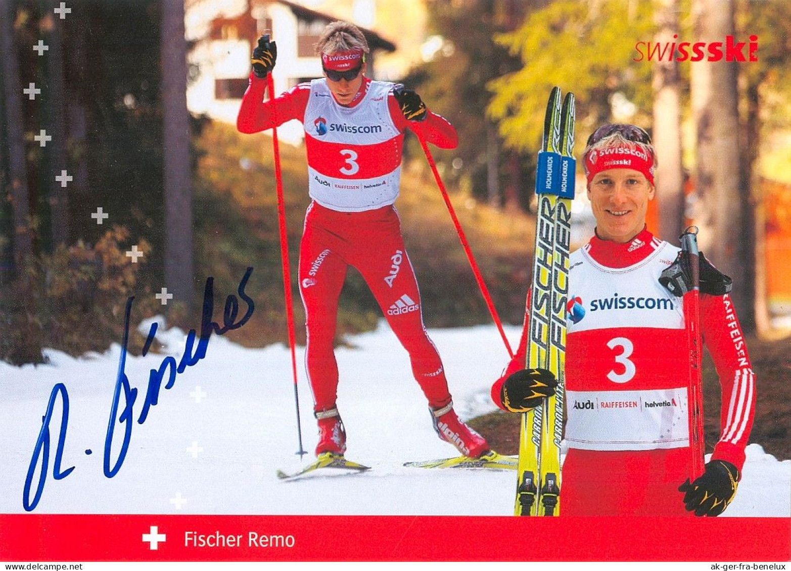 Autogramm AK Langläufer Remo Fischer Schweiz Arve Mols Bäretswil Hinwil Olympia Schweiz Switzerland Cross-country Skiing - Autographes